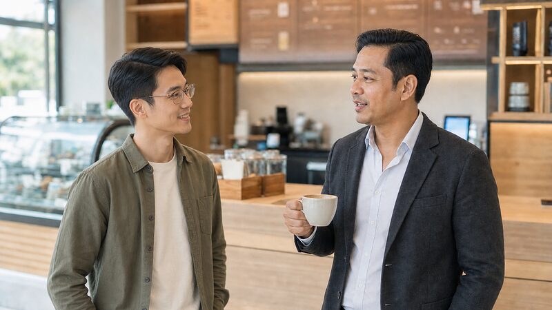 Two business managers in conversation